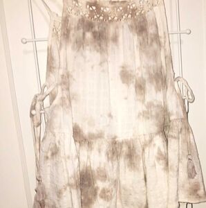 💜 3/$15💜AERIE Top with Side Ties, Brown & Cream Tie-Dye, Size Medium💜
